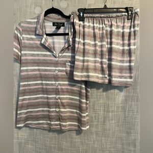 Women's Striped Pajama Set - Pink and Gray
